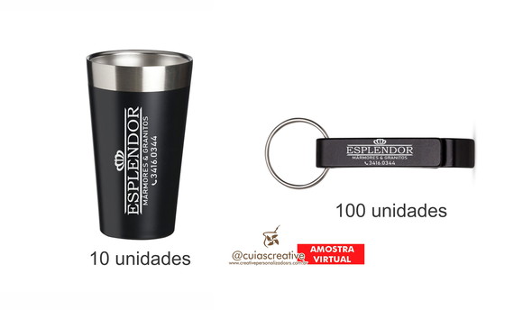 Pedido Personalizado Copo Térmico e Chaveiro Metal Abridor
