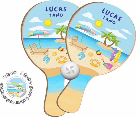 Kit Raquetes Ping Pong - Festa Praia Infantil