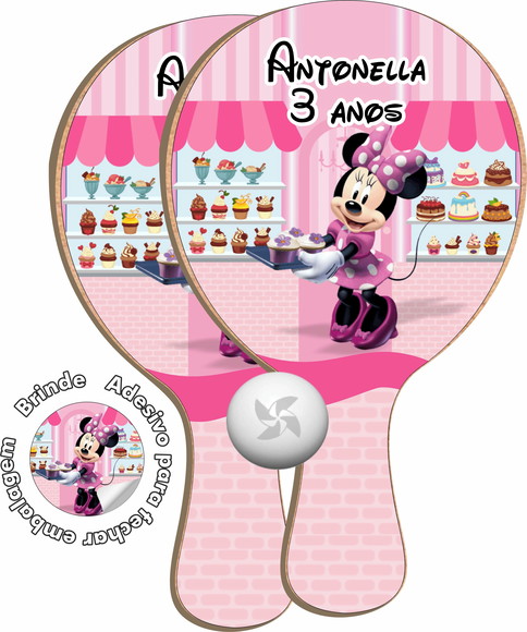 Kit Raquetes Ping Pong - Minnie Confeiteira