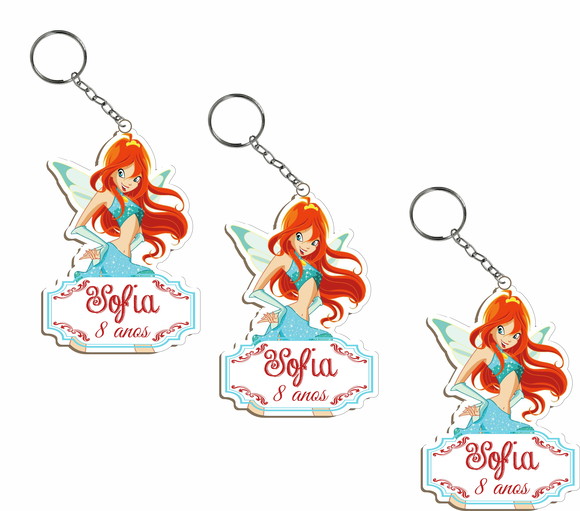 Chaveiro de Lembrança Colorido Fada Winx Club Bloom