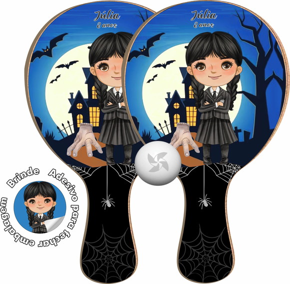 Kit Raquetes Ping Pong - Wandinha Addams