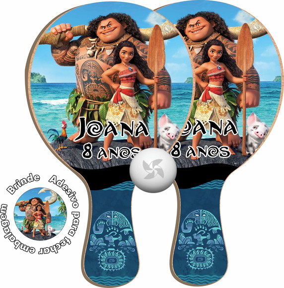 Kit Raquetes Ping Pong - Moana e Mauí