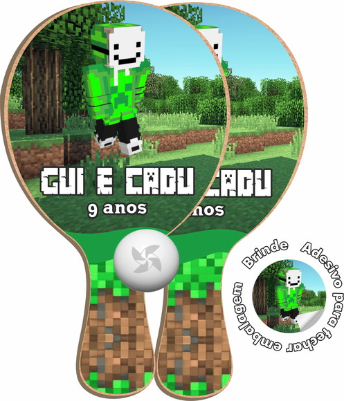 Kit Raquetes Ping Pong Lembrancinha Minecraft