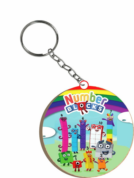 Chaveiro Number Blocks em mdf Colorido