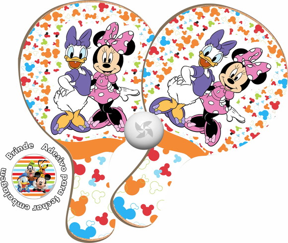 Kit Raquetes Ping Pong - Mickey Minnie Pluto Margarida