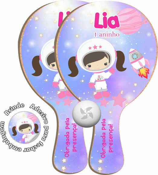 Kit Raquetes Ping Pong Astronauta Menina