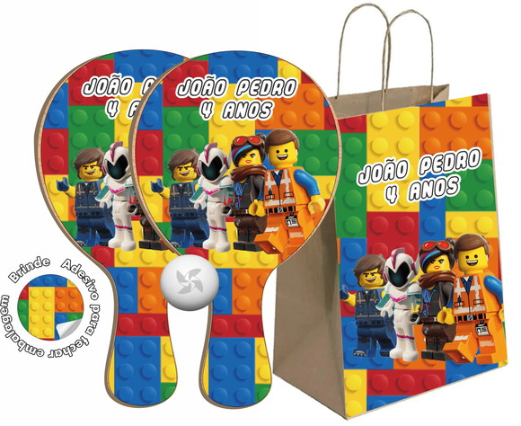 Kit Sacola de Papel e Raquete Ping Pong - Lego
