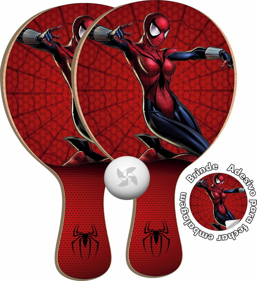Kit Raquetes Ping Pong - Mulher Aranha