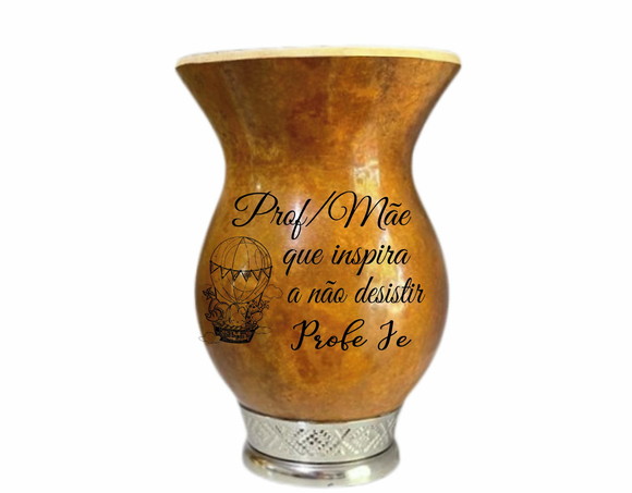 Cuia Chimarrão Porongo Pé de Metal Prata