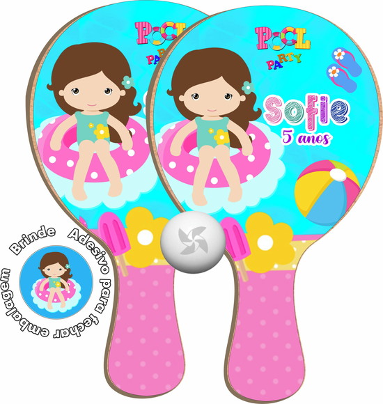 Kit Raquetes Ping Pong - Festa na Piscina