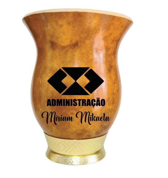 Cuia Chimarrão com Pé Dourado Administração