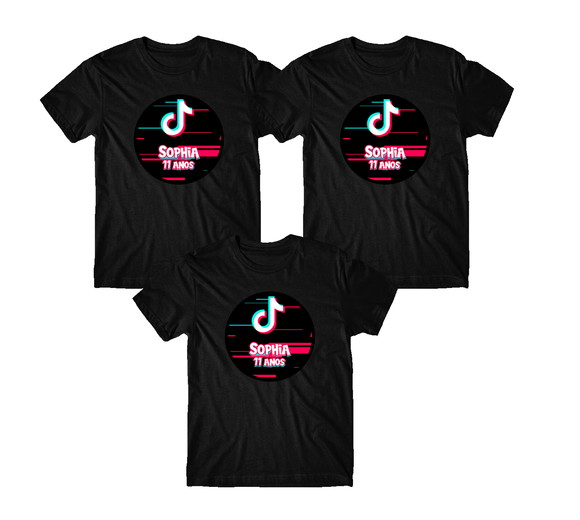 Kit 3 Camisetas Pai, Mãe Filho Tiktok