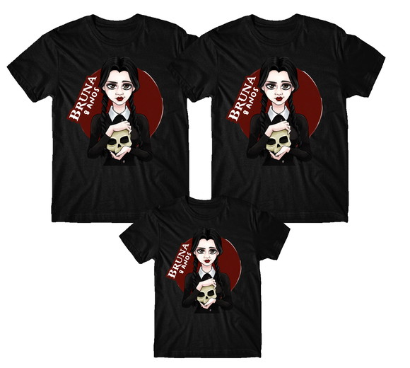 Kit 2 Camisetas Pai e Filho Wandinha Addams