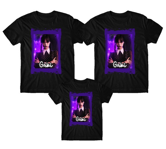 Kit 2 Camisetas Pai e Filho Wandinha Addams