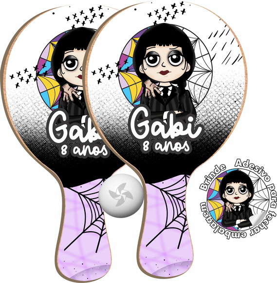 Kit Raquetes Ping Pong - Wandinha Addams