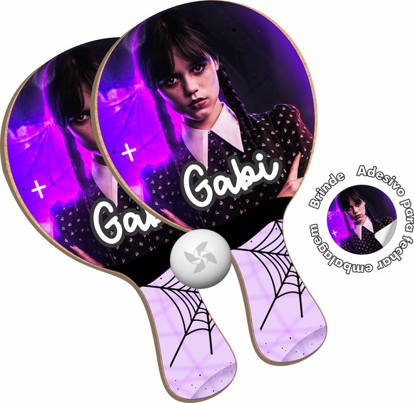 Kit Raquetes Ping Pong - Wandinha Addams