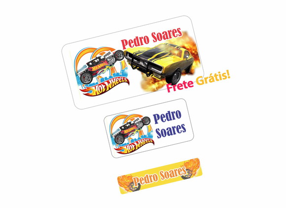 Etiqueta Escolar Hot Wheels 90un Frete Grátis