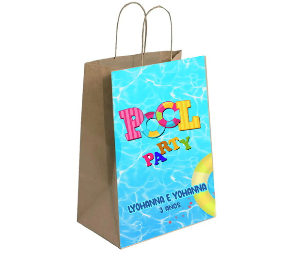 Sacola de Papel Personalizada Pool Party