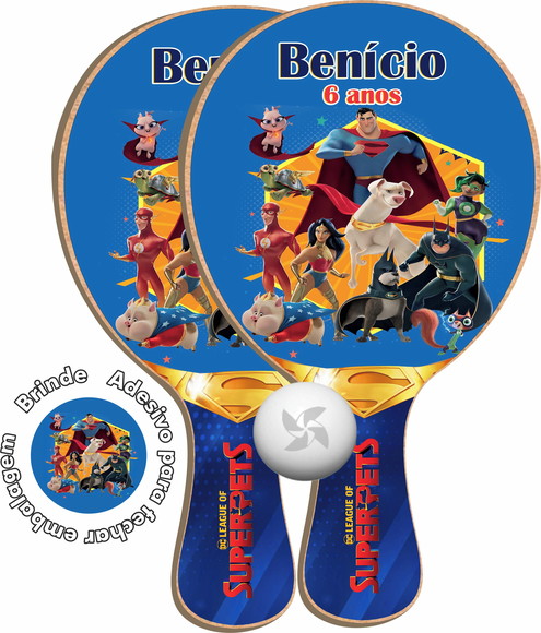 Kit Raquetes Ping Pong Liga dos Superpets Krypto Ace Lulu