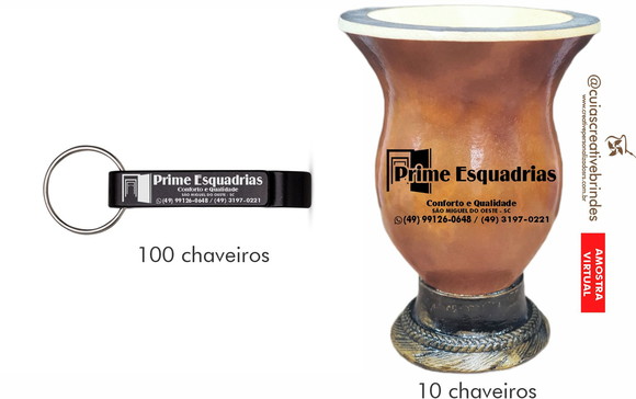 50 Chaveiros e 10 Cuias Pé Tradicional Massa