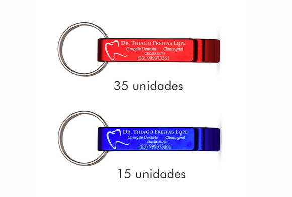 Chaveiros Abridor Personalizado Sua Logo 35 Verm e 15 Azul