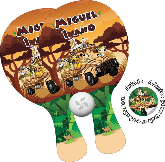 Kit Raquetes Ping Pong Mickey Safari