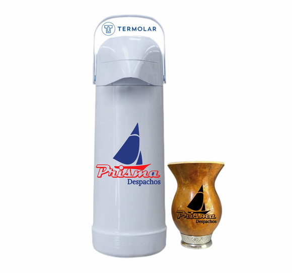 Kit Chimarrão Cuia e Garrafa Térmica 1l Logo Marca