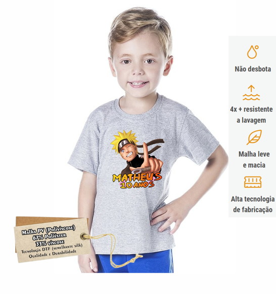 Camiseta Festa Aniversário Infantil Naruto