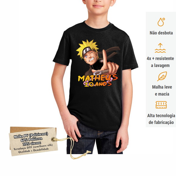 Camiseta Festa Aniversário Infantil Naruto