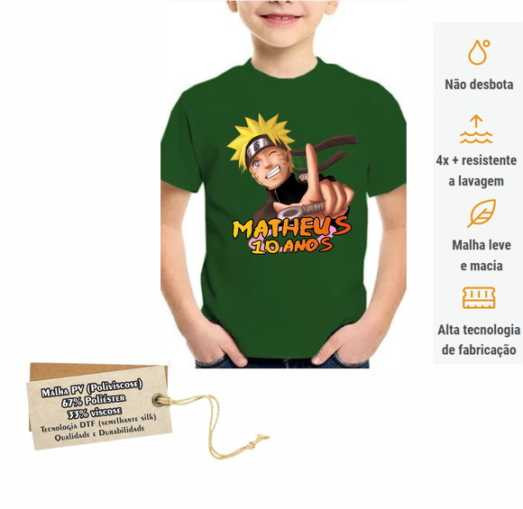 Camiseta Festa Aniversário Infantil Naruto