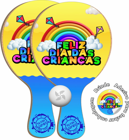 Kit Raquetes Ping Pong com Logo Escolinha