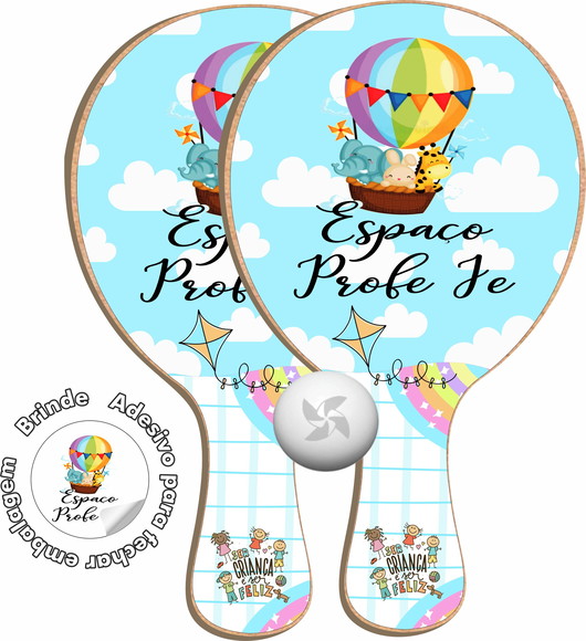 Kit Raquetes Ping Pong com Logo Escola