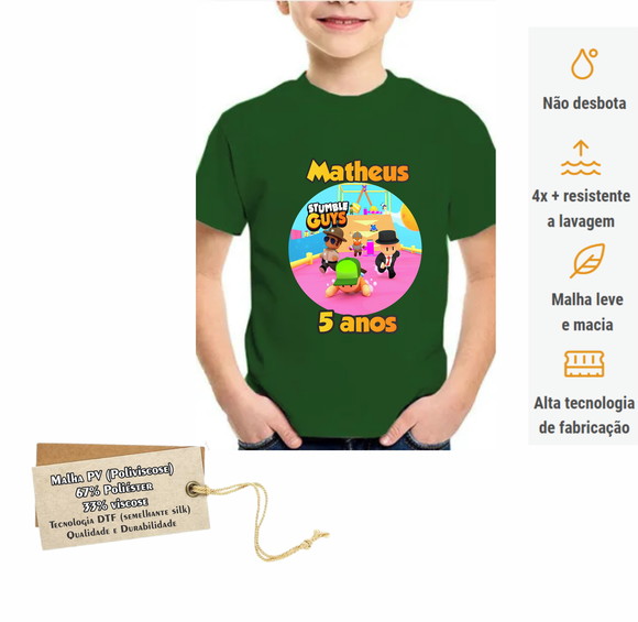 Camiseta Stumble Guys Festa Aniversário Infantil