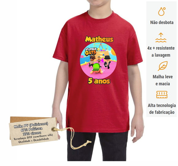 Camiseta Stumble Guys Festa Aniversário Infantil