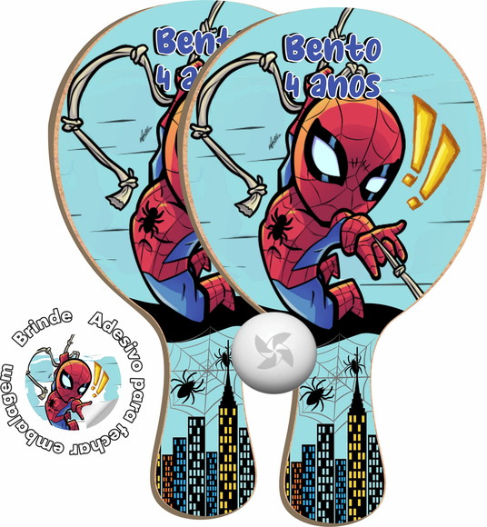 Kit Raquetes Ping Pong Homem Aranha Baby Mini