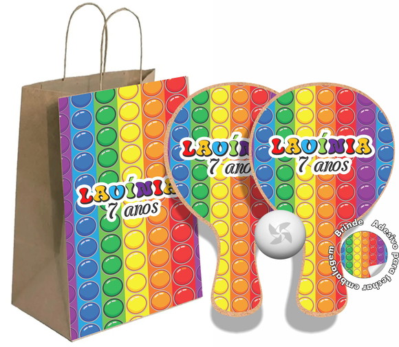 Kit Sacola de Papel e Raquete Ping Pong - Pop It