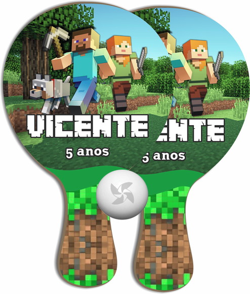Kit Raquetes Ping Pong Lembrancinha Minecraft