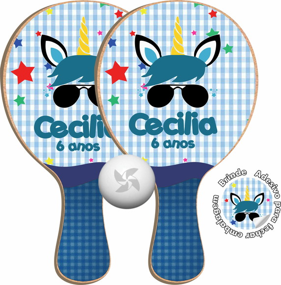 Kit Raquetes Ping Pong Unicórnio