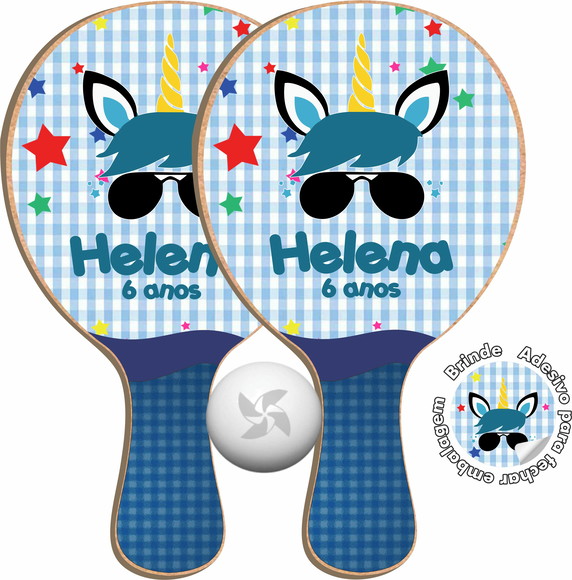 Kit Raquetes Ping Pong Unicórnio Menino