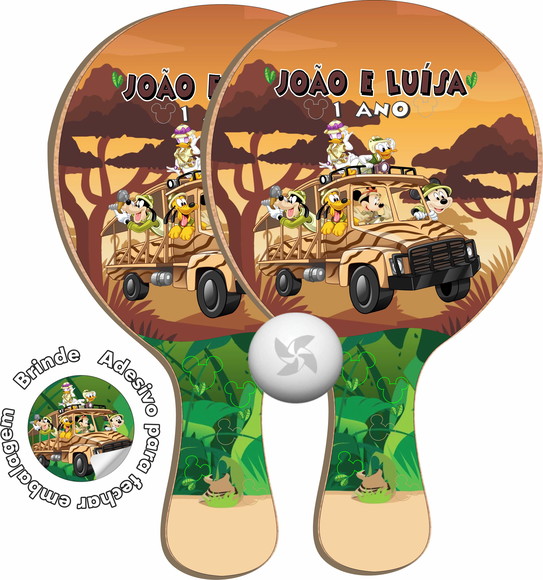 Kit Raquetes Ping Pong Mickey E Minnie Safari
