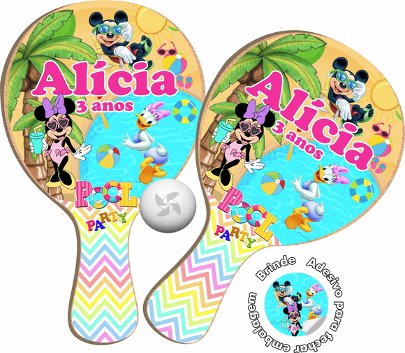 Kit Raquetes Ping Pong Festa Piscina Minnie