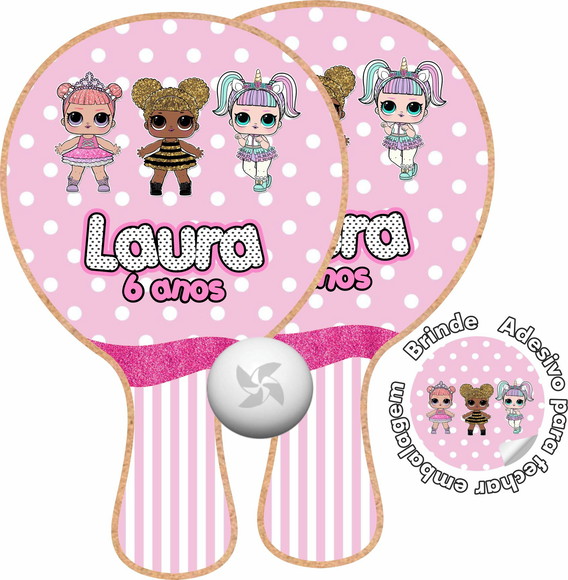 Kit Raquetes Ping Pong Lembrancinha Lol Surprise