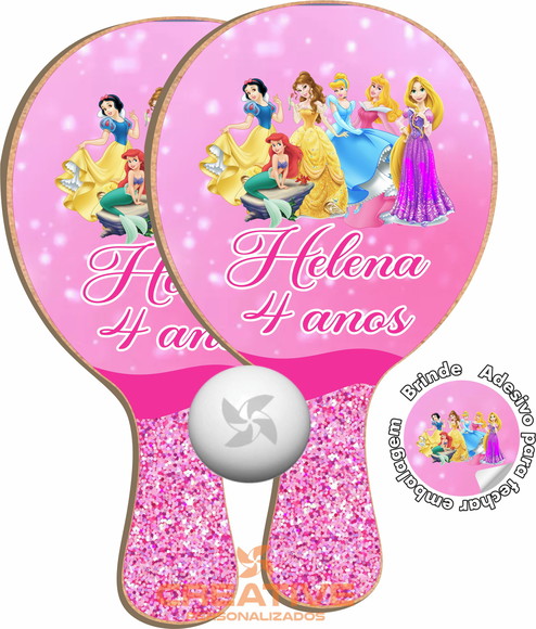 Kit Raquetes Ping Pong Princesas