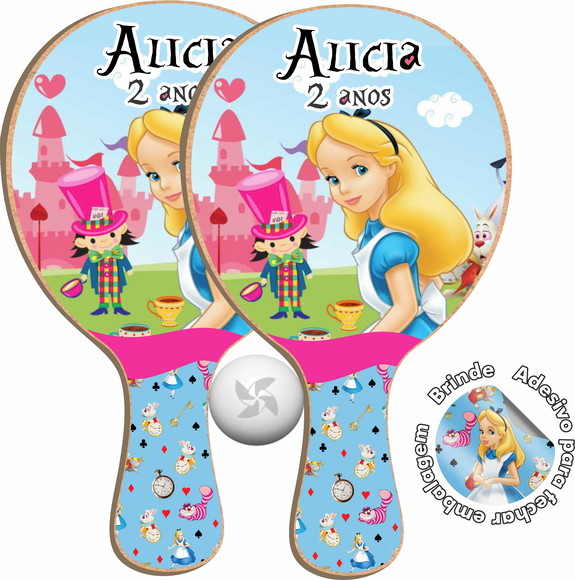 Kit Raquetes Ping Pong Alice No Pais Das Maravilhas