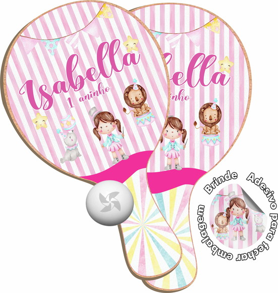 Kit Raquetes Ping Pong Circo Rosa