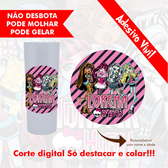 Rótulo Copo Adesivo Monster High