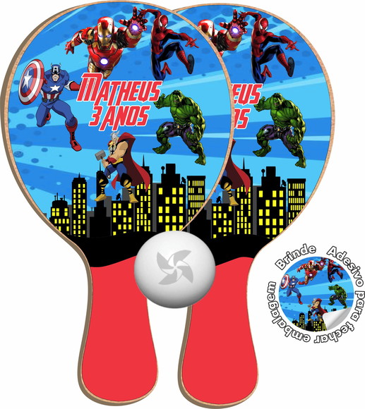 Kit Raquetes Ping Pong Os Vingadores