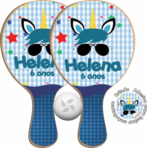 Kit Raquetes Ping Pong Unicórnio Menino