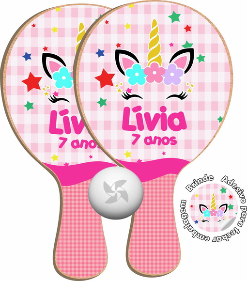 Kit Raquetes Ping Pong Unicórnio