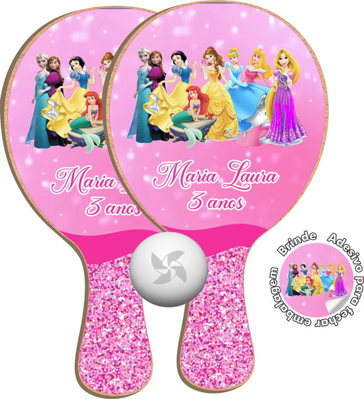 Kit Raquetes Ping Pong Princesas